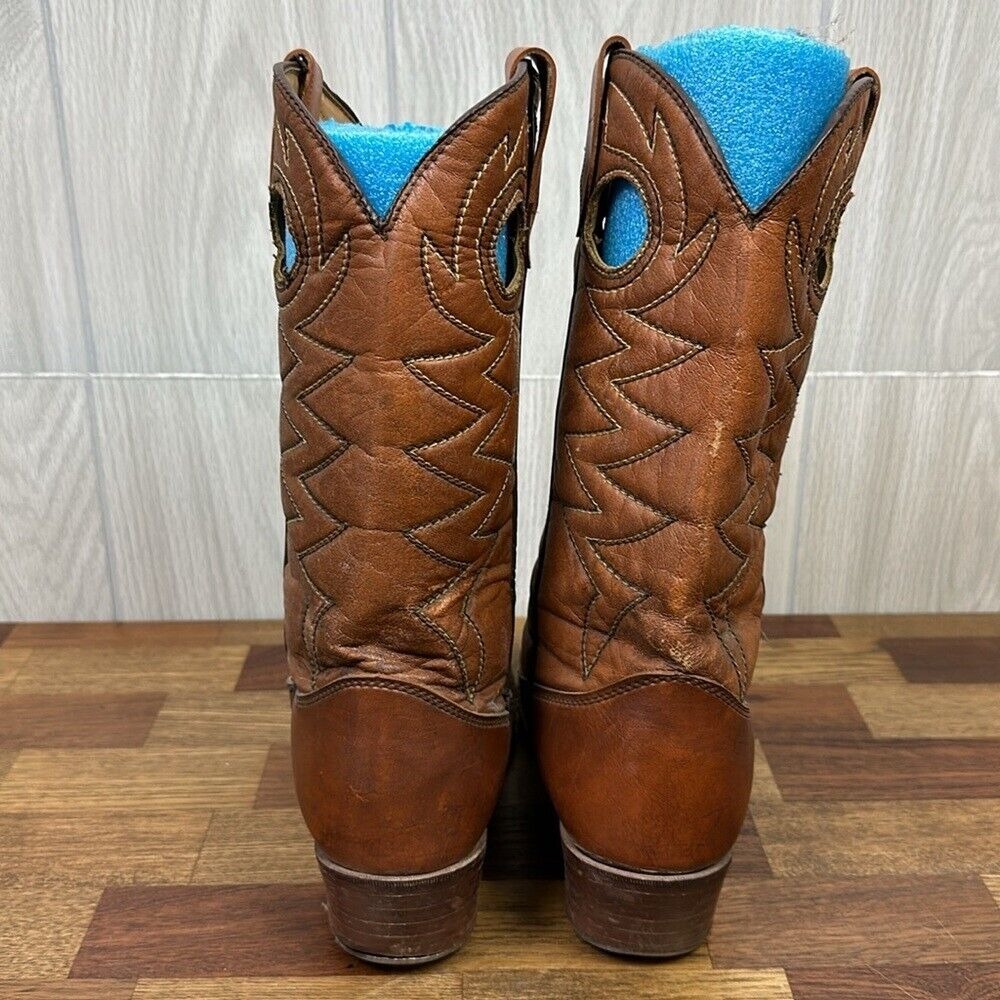 Ramrods Mens Cowboy Boots 7.5 Brown Leather Mid Calf Western Work Wear Embroider - Picture 10 of 16
